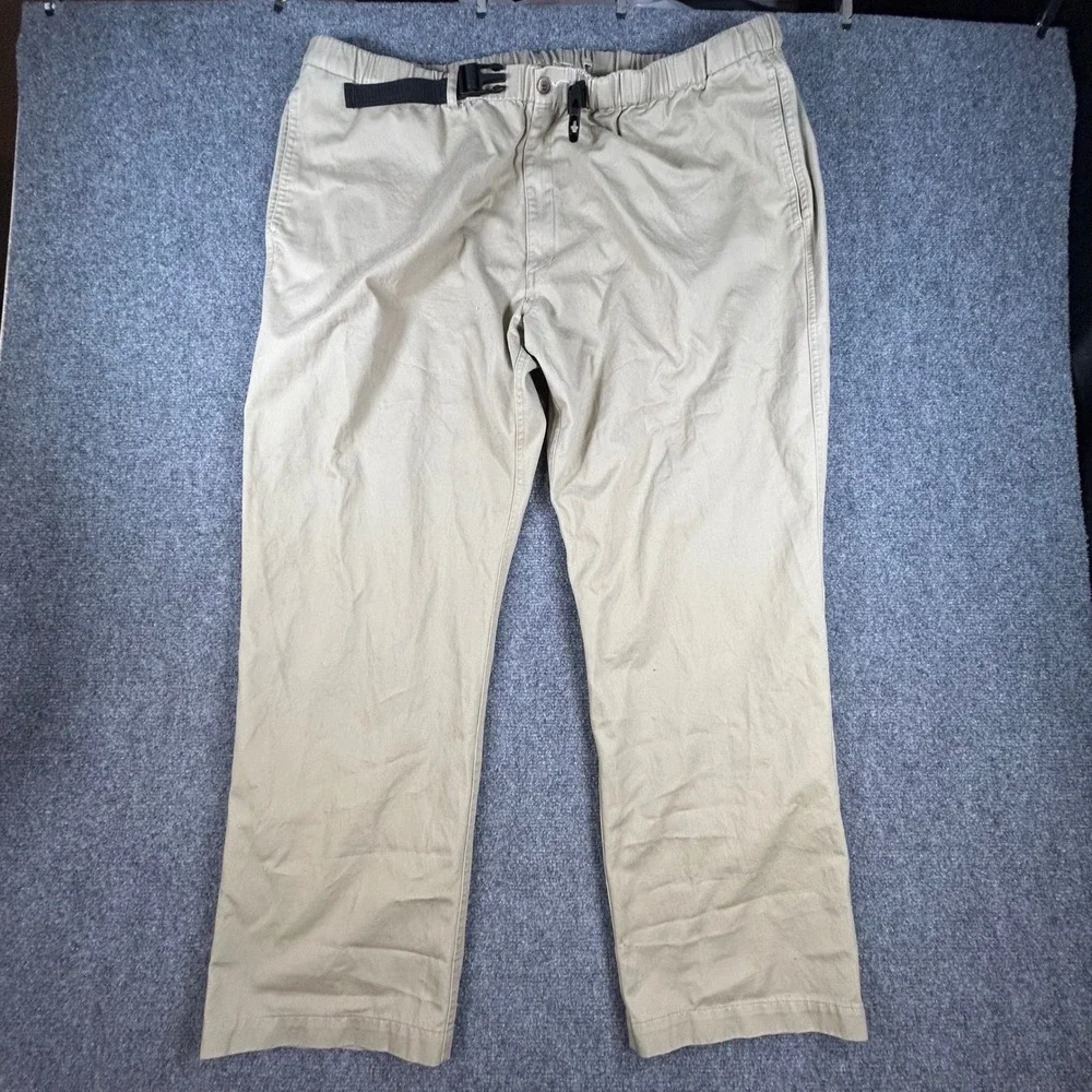 Travelsmith Mens Belted‎ Pants Mens XXL Tan Khaki Cotton Elastic Waist Vintage